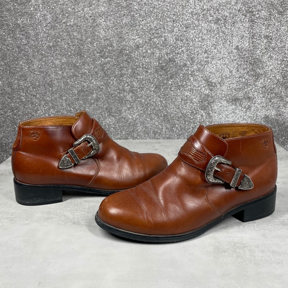 Ariat Boots Womens 6.5 Ankle Buckle Western Leather Brown *Description